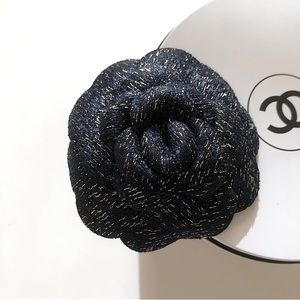 Authentic Chanel Camelia Flower Tweed for Brooch NEW Holiday Pin Camellia
